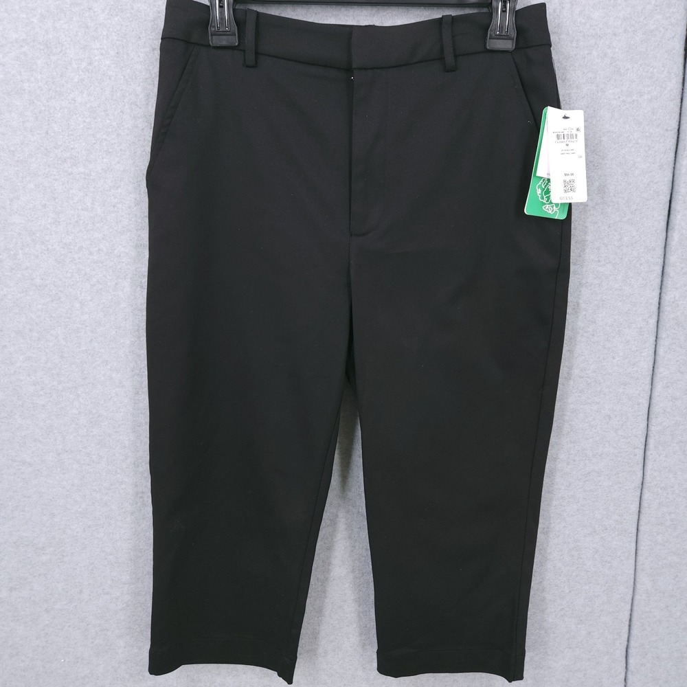 Guess Eco Sade Twill Capri Jet Black Cropped Pants Womens Size M NWT‎